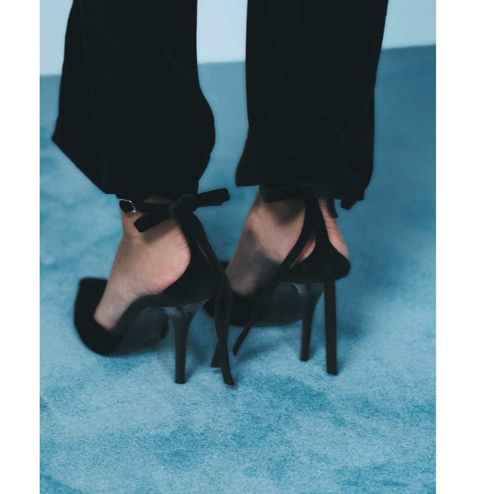 Zara VELVET LOOK BOW HIGH HEELS